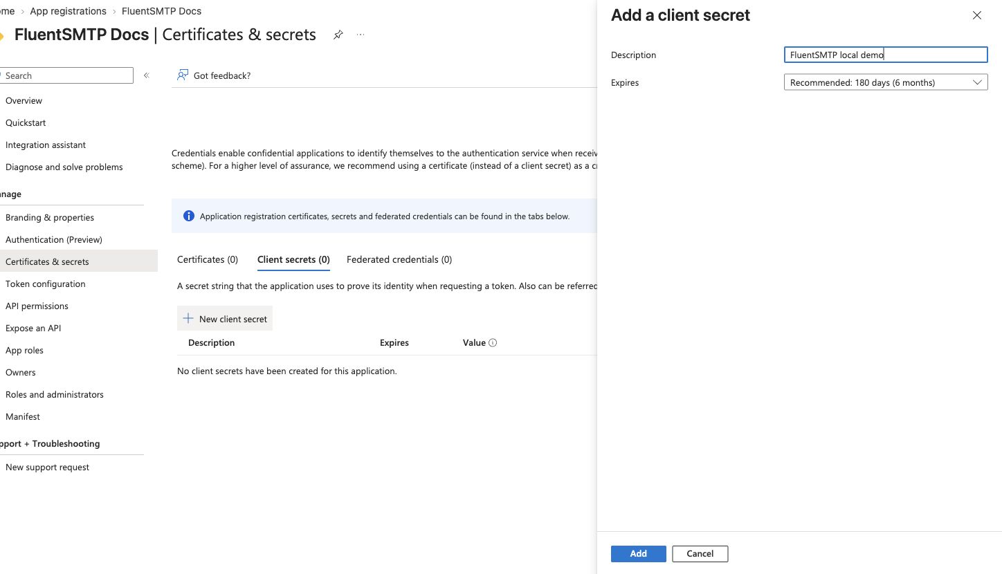 Microsoft Entra Certificates & secrets page with the Add a client secret panel, description, and expiry