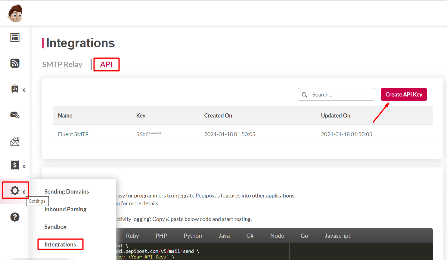  Where will I find my Pepipost SMTP details API key