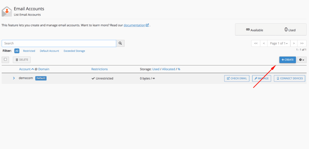 creating an email address from cpanel, cpanel email window, create custom domain email