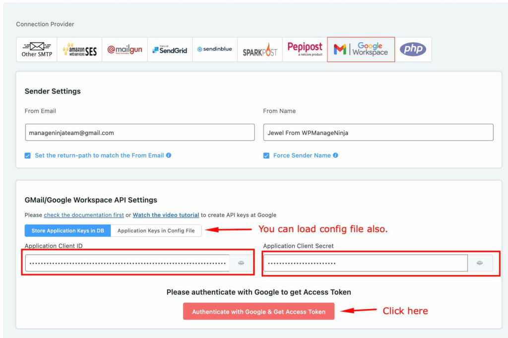 Authenticate and get token