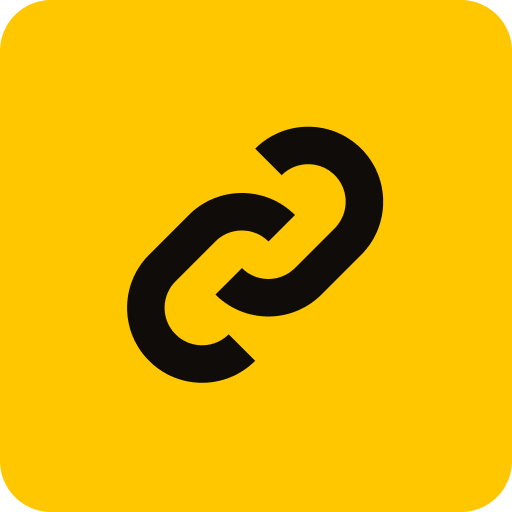 Black chain link icon on yellow background.