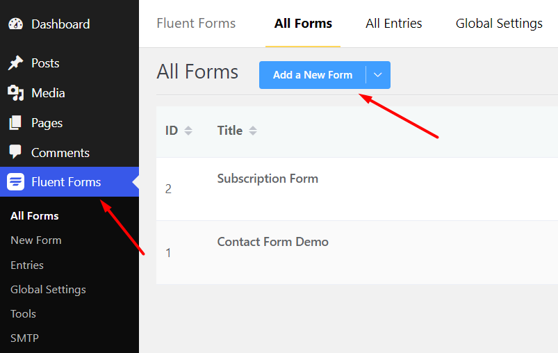 adding a quote request form on wordpress using fluent forms