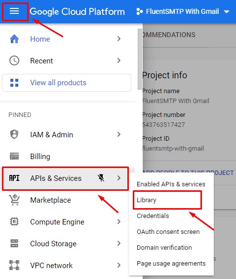 accessing api library in google cloud platform