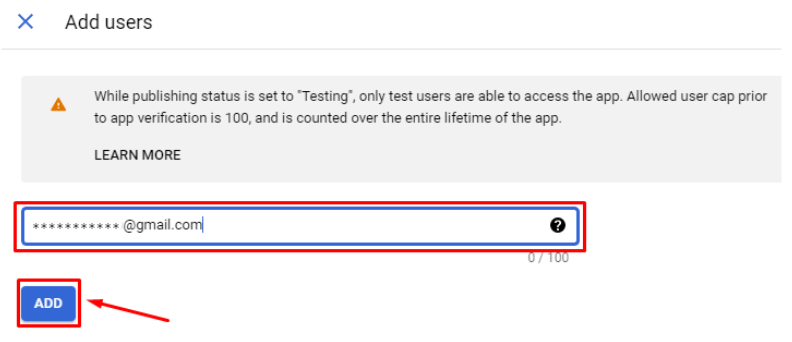 creating a test user for google oauth consent