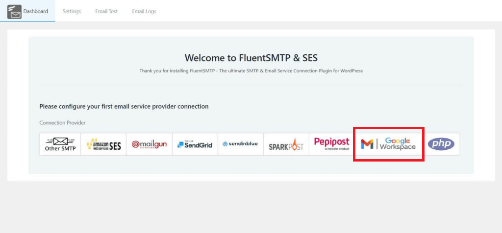 setting up google workspace with fluentsmtp
