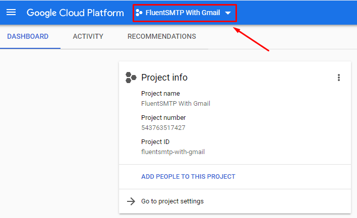 google cloud platform project info