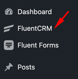 fluentcrm on wordpress dashboard