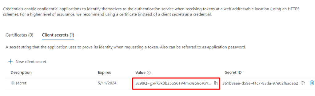 Copy and paste client secret value into FluentSMTP settings