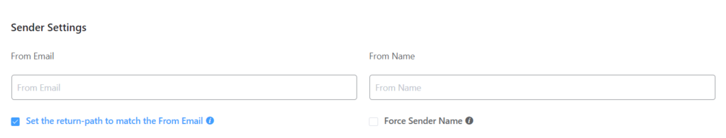 Setup your sender setting. Input from email and from name