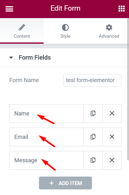 WordPress form fields with assigned ID