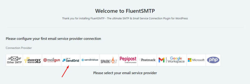 configuring an email service in fluentsmtp