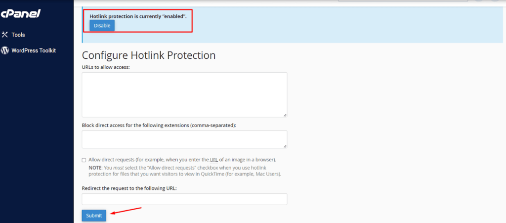 enabling hotlink protection