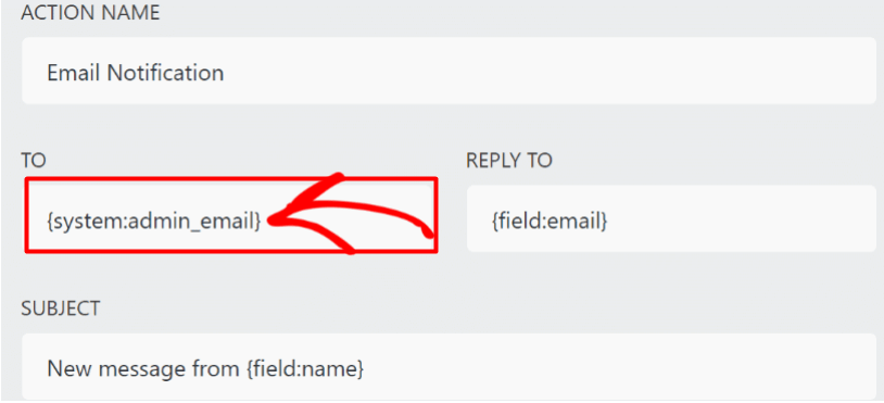 ninja forms admin email notification settings