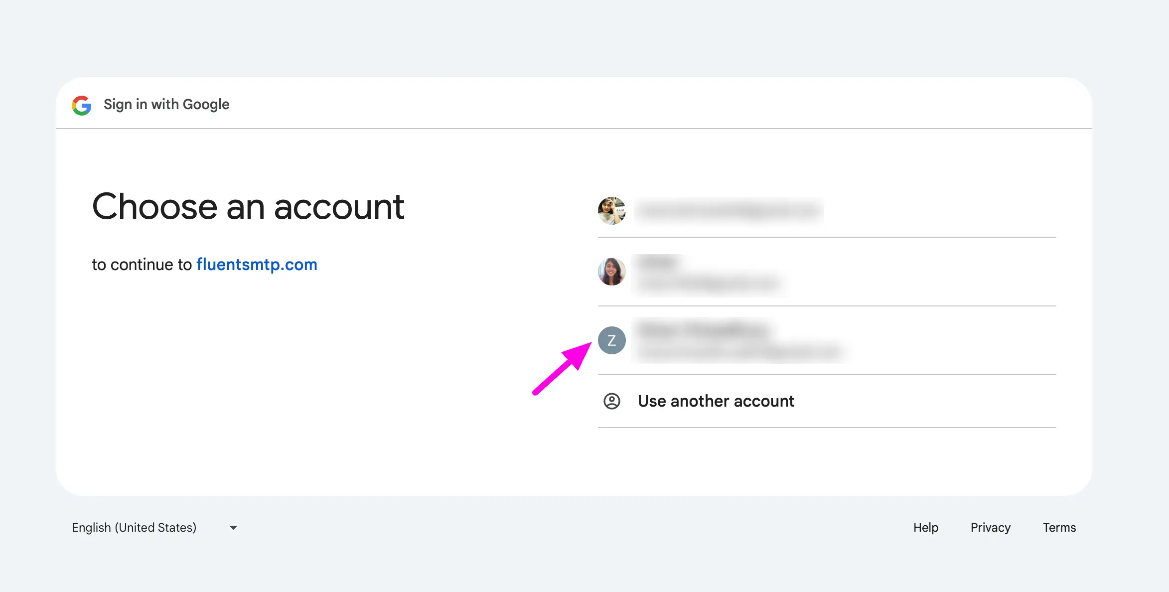 Choose you gmail account