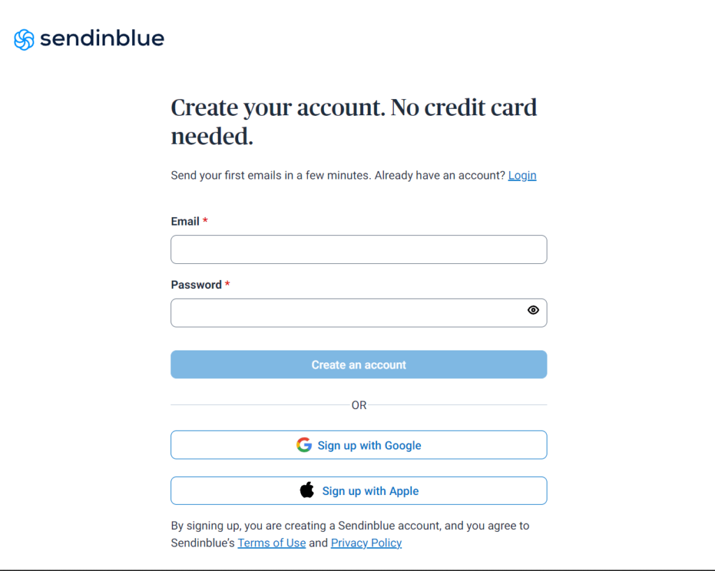 creating a sendinblue account