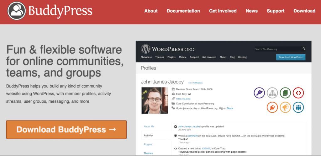 buddypress WordPress community plugin
