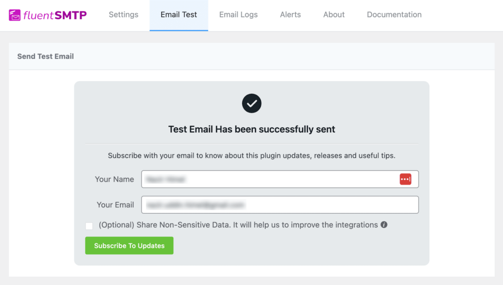 test wordpress email delivery with fluentsmtp