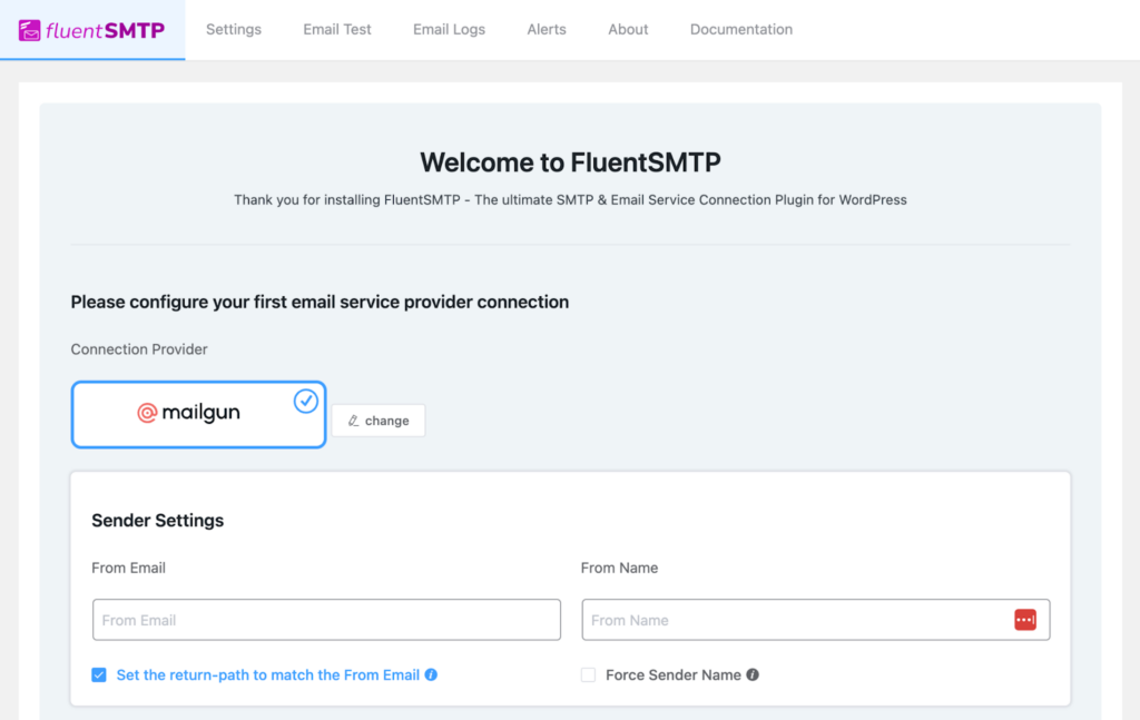 fluentsmtp mailgun configuration