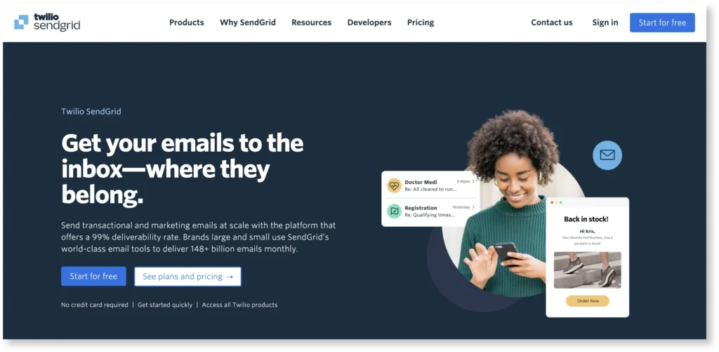 sendgrid review: sendgrid homepage