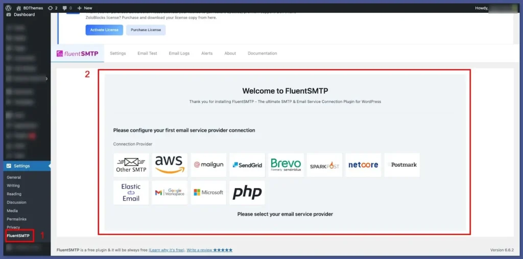 fluentsmtp smtp configuration