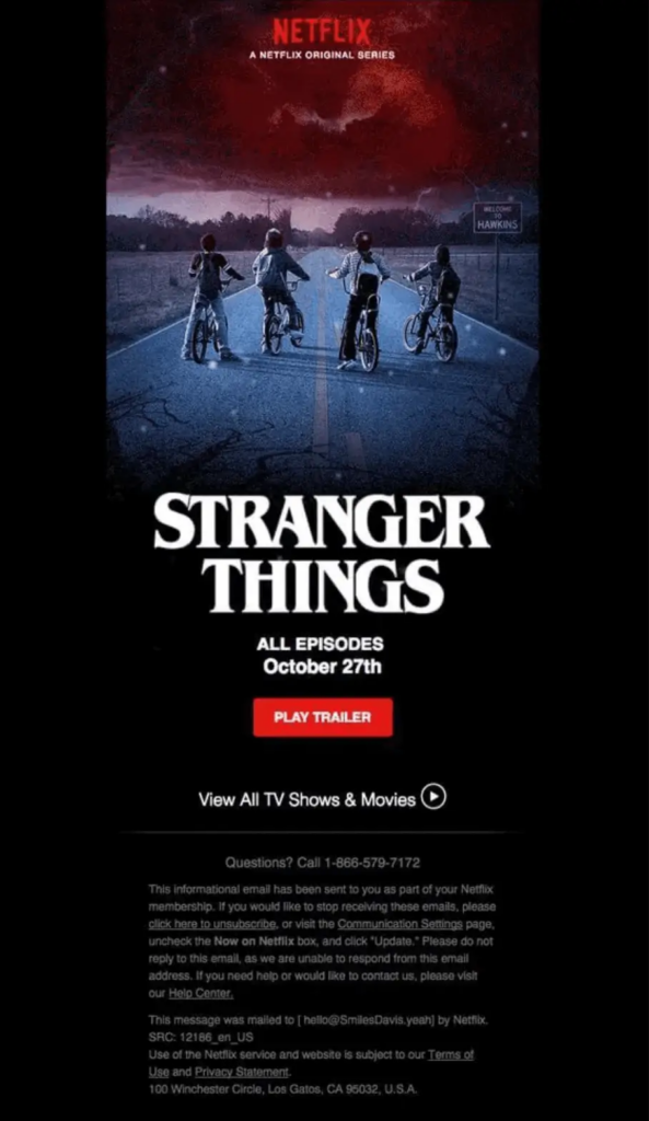 Product Launch Email example of Netflix