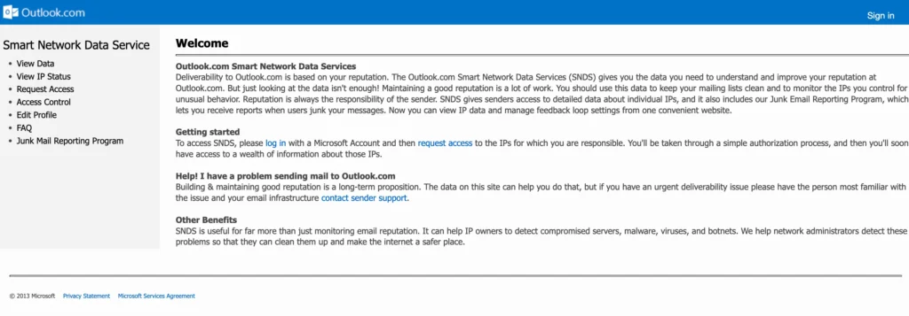 Microsoft SNDS for Email Domain Reputation Checking