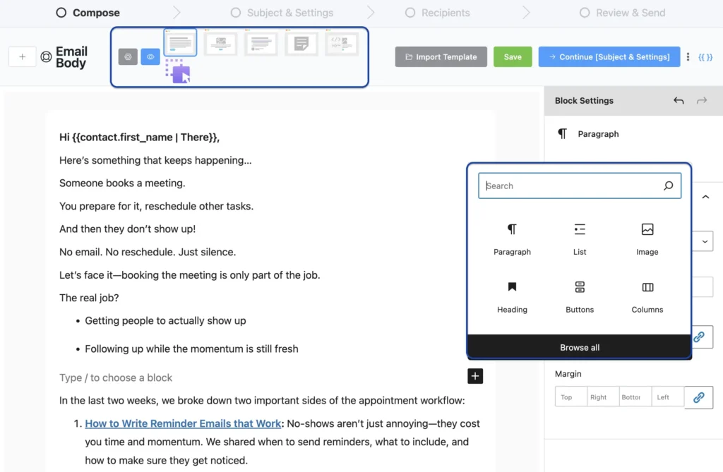 compose email with fluentcrm