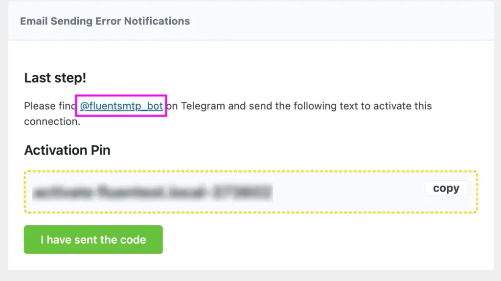 start fluentsmtp bot on telegram