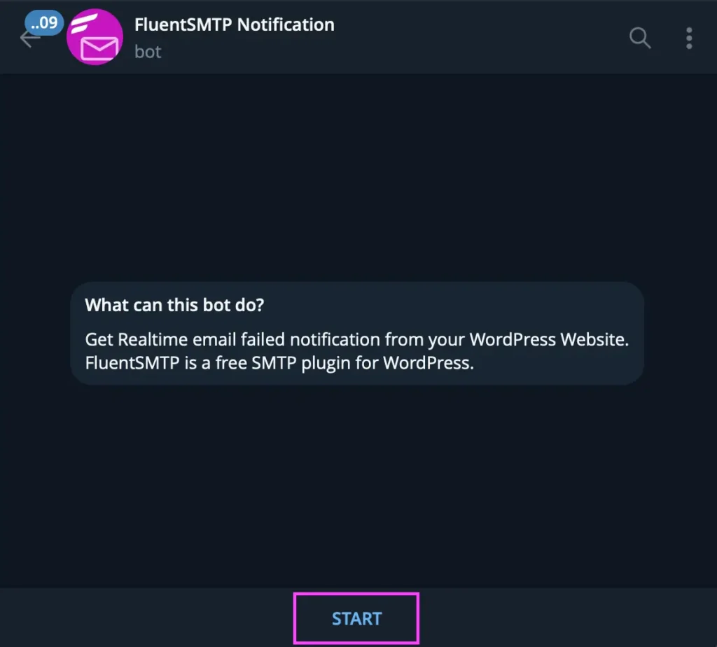 start fluentsmtp on telegram