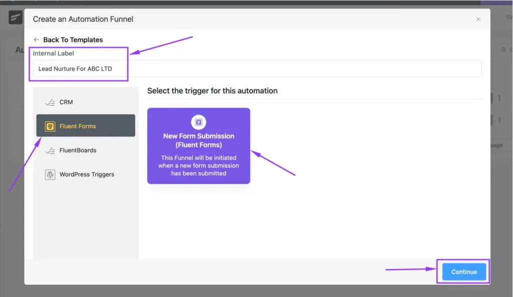 Set the "New Form Submission" Trigger