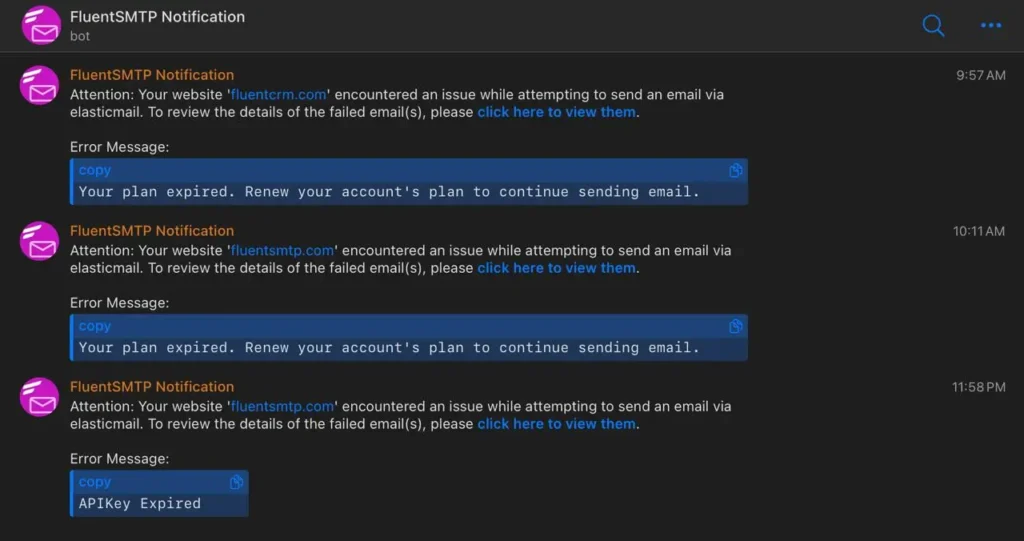 example email delivery failure message