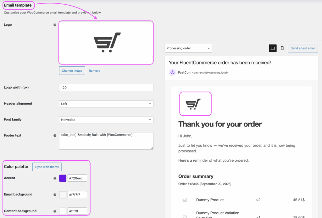 Customizing WooCommerce email templates with brand