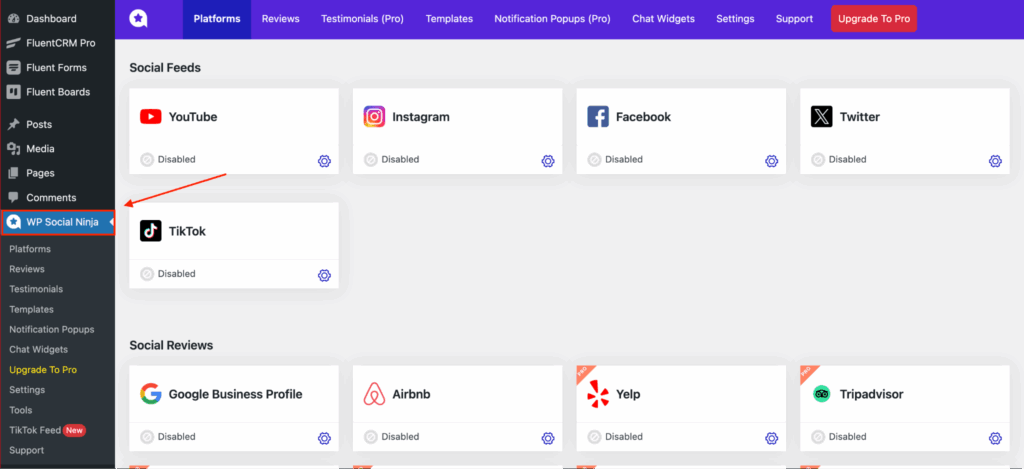 Install and activate WP Social Ninja