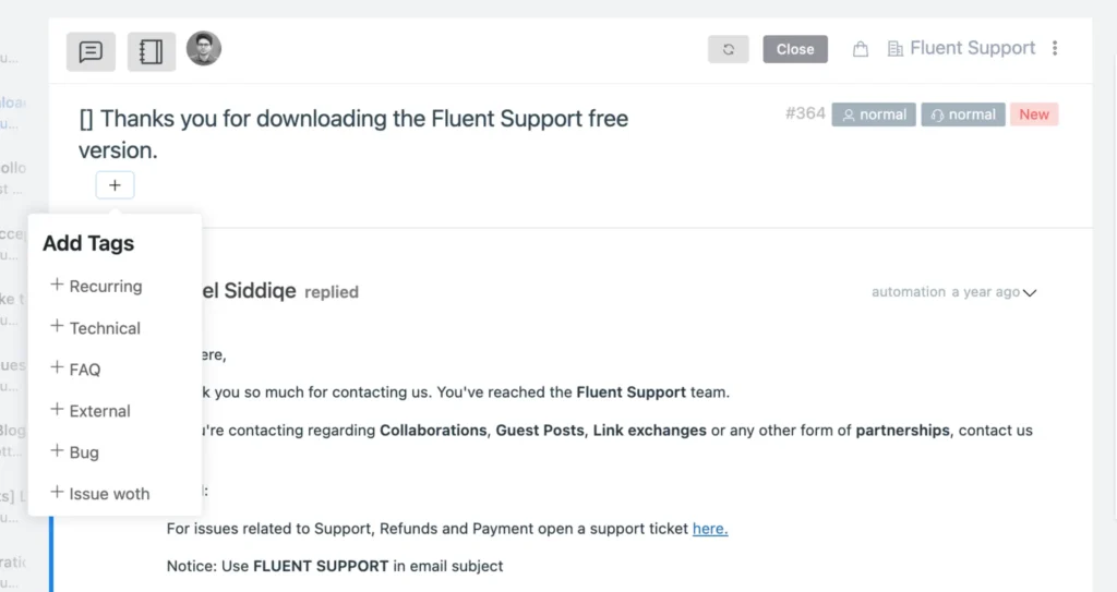 Use Tag to Sort Tickets: Fluent Support