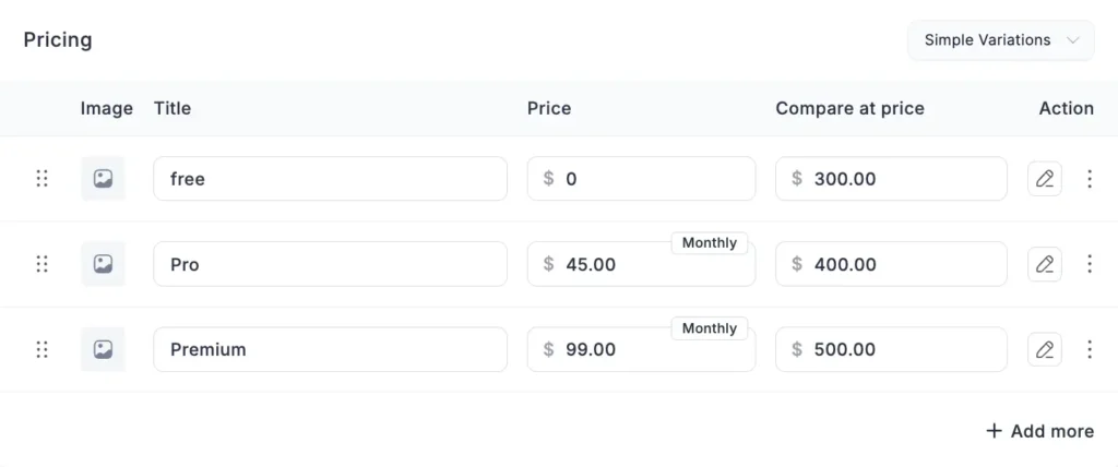 Configure Pricing and Variants