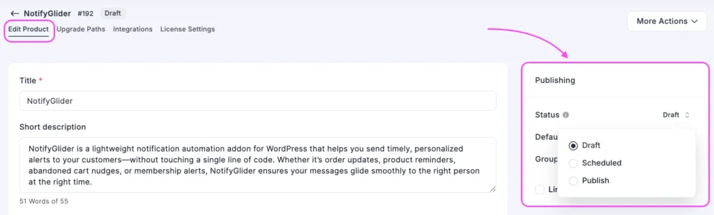 Finalize Product Settings and Publish