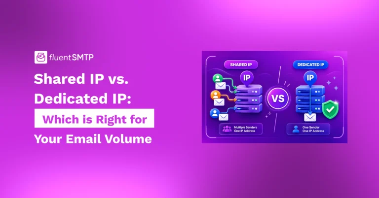 Infographic comparing shared and dedicated IP addresses for email.