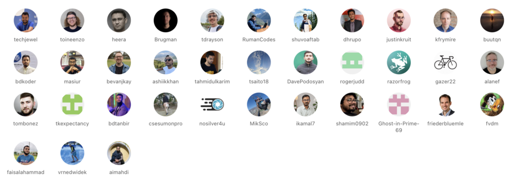 Grid of diverse profile pictures and icons with usernames.