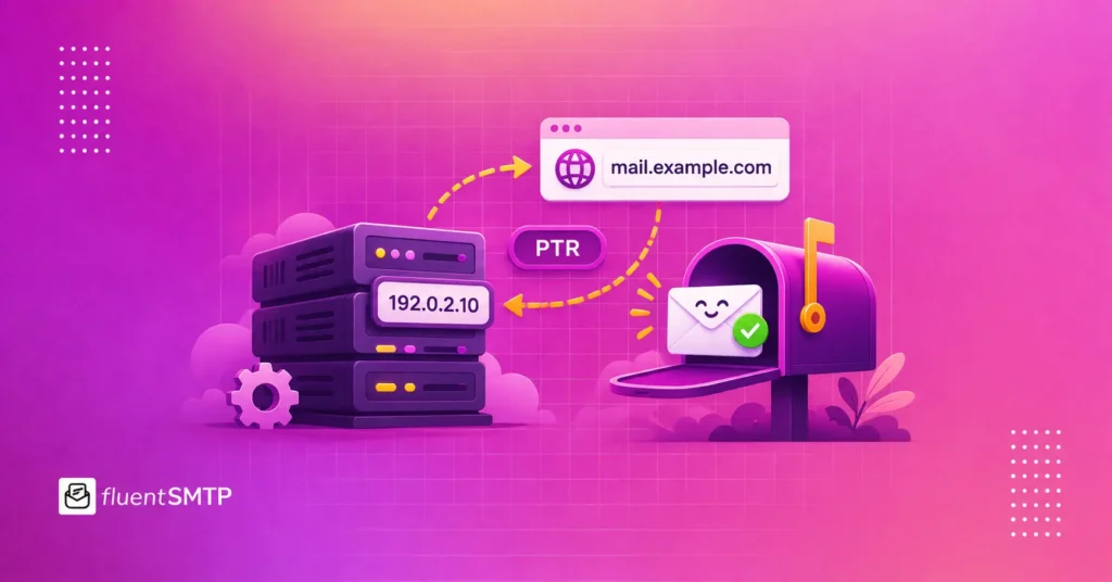 Email PTR record illustration for server and domain setup.